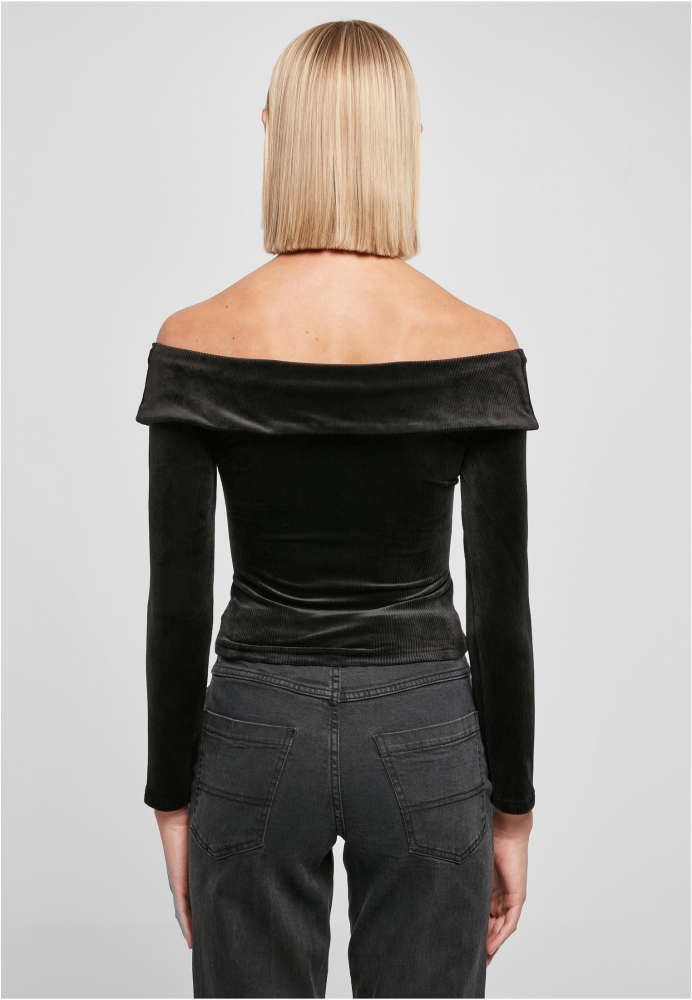 Velvet Rib Crossed Off Shoulder Longsleeve dama Urban Classics