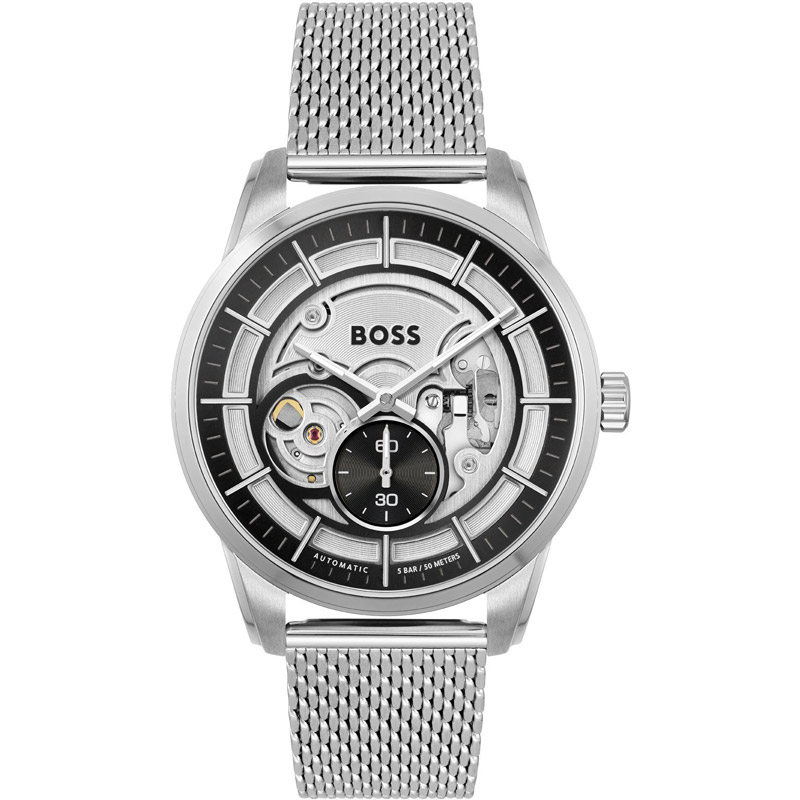 Ceas AUTOMATIC MAN BOSS 1513945 gri argintiu negru