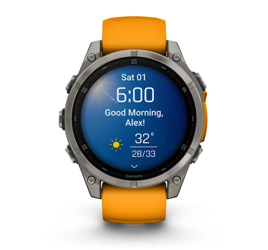 CEAS FENIX 8 AMOLED SAPPHIRE SPARK portocaliu GRAPHITE TI BARE 47MM EMEA GARMIN