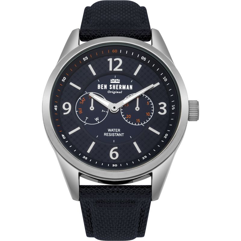 Ceas QUARTZ MAN BEN SHERMAN WB069UU argintiu negru albastru