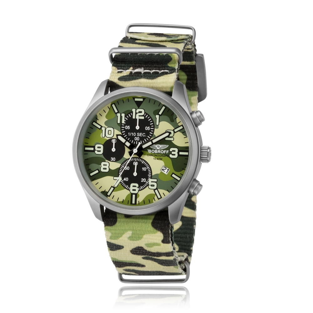 Ceas QUARTZ MAN BOBROFF BF0020 gri camuflaj