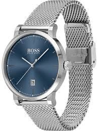 Ceas QUARTZ MAN BOSS 1513809 argintiu albastru