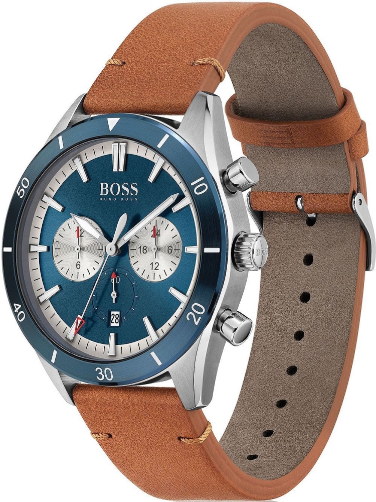 Ceas QUARTZ MAN BOSS 1513860 argintiu maro bleumarin albastru