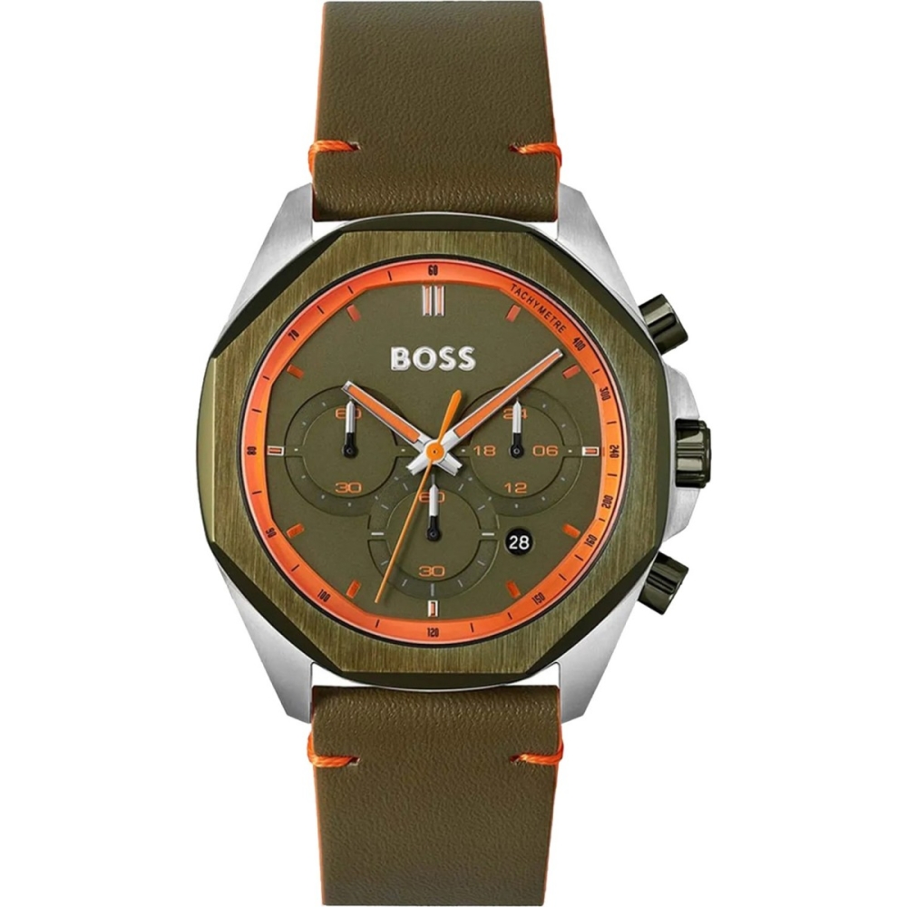 Ceas QUARTZ MAN BOSS 1514018 argintiu verde portocaliu