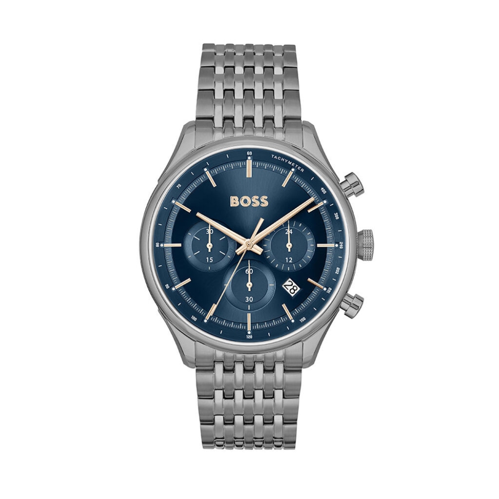 Ceas QUARTZ MAN BOSS 1514083 inchis gri bleumarin albastru