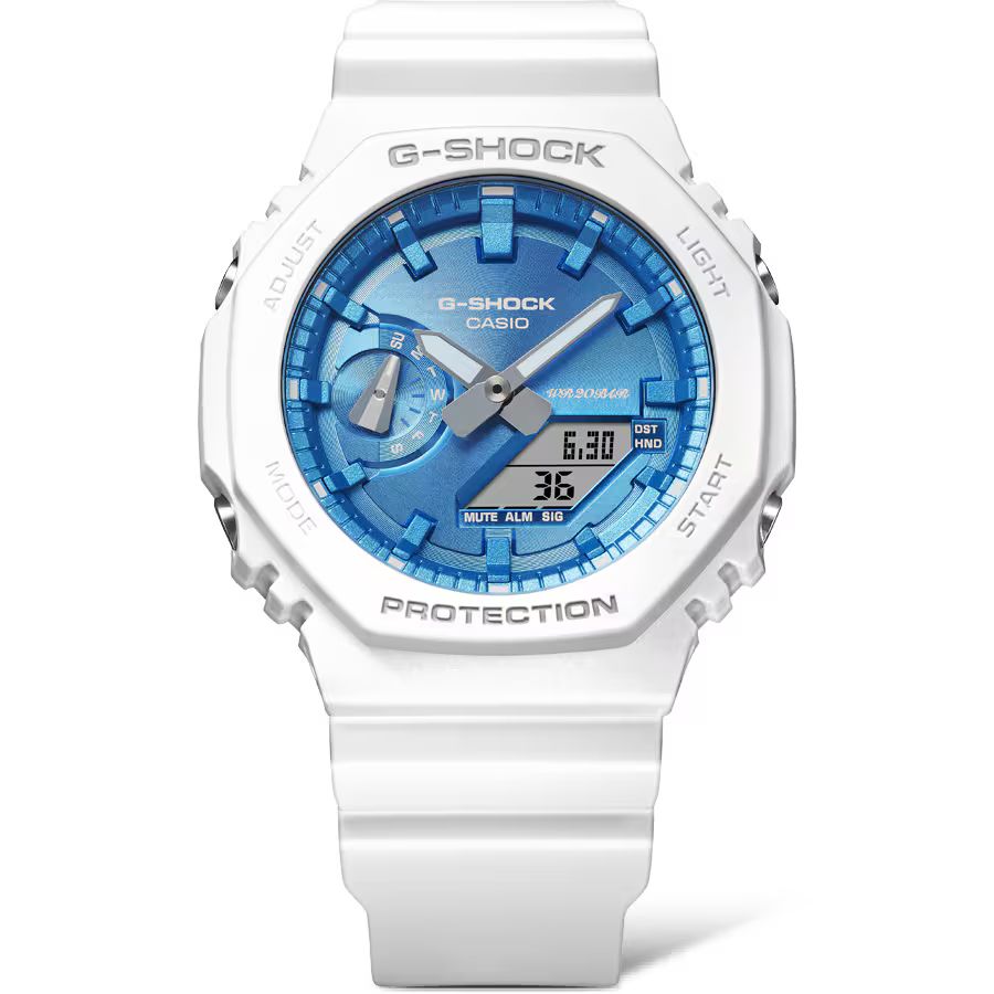 Ceas QUARTZ MAN CASIO GA2100WS7AER alb albastru