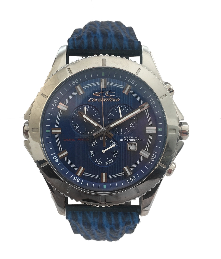 Ceas QUARTZ MAN CHRONOTECH CT7636M-03 argintiu albastru