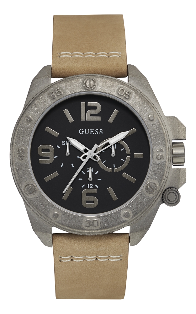 Ceas QUARTZ MAN GUESS W0659G4 argintiu bej negru