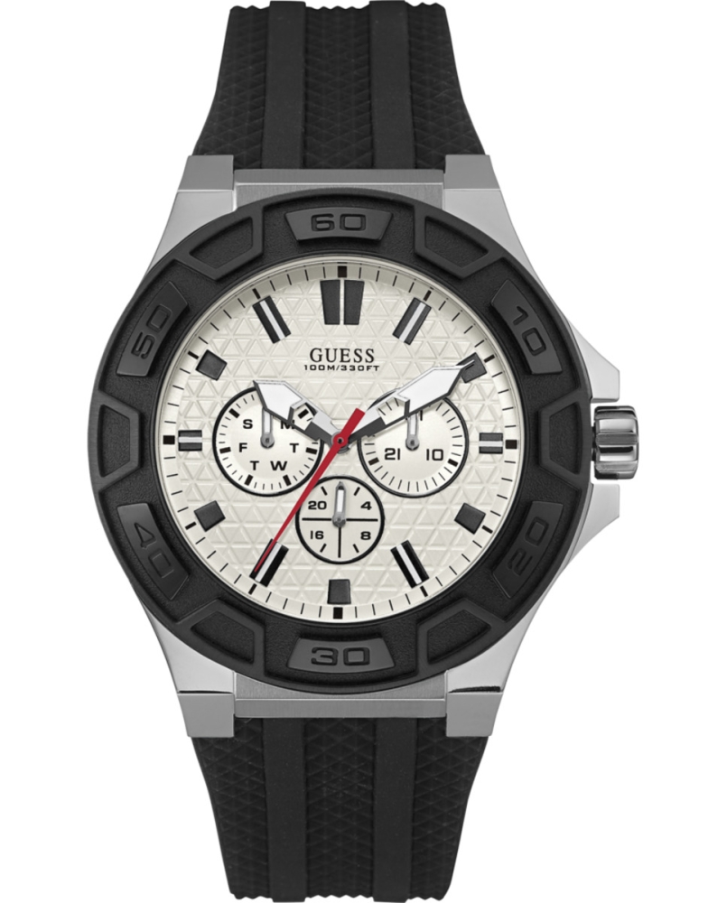 Ceas QUARTZ MAN GUESS W0674G3 argintiu negru alb