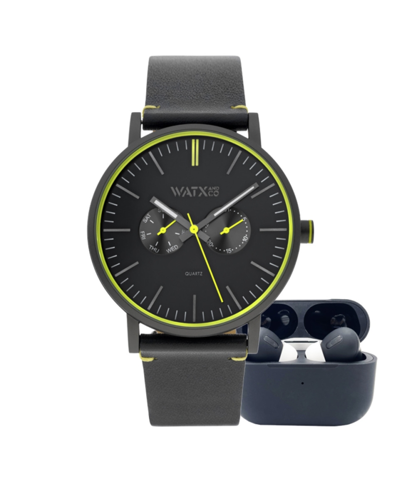 Ceas QUARTZ MAN WATXANDCO RELOJ13_44 negru galben