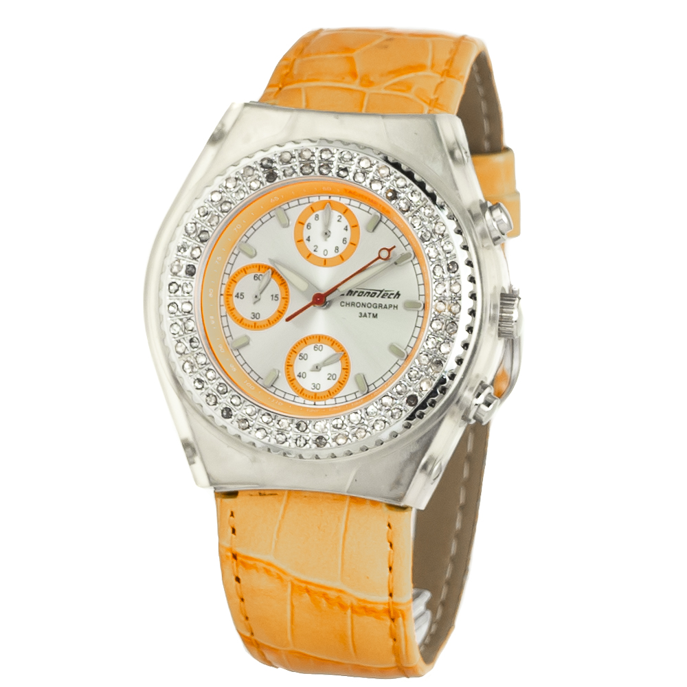 Ceas QUARTZ UNISEX CHRONOTECH CT7284S-05 gri portocaliu argintiu