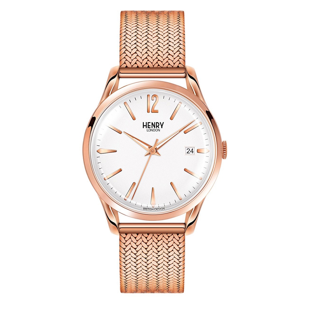 Ceas QUARTZ UNISEX HENRY LONDON HL39-M-0026 roz auriu alb