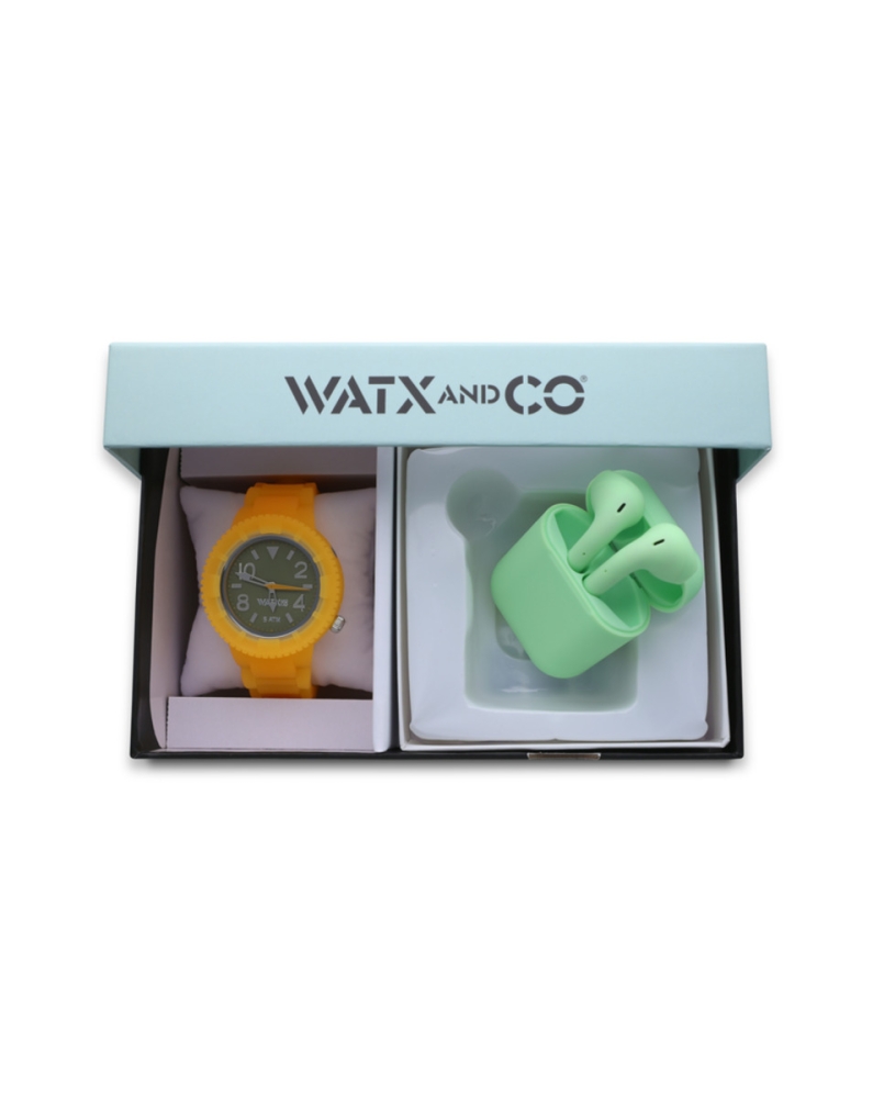 Ceas QUARTZ WATXANDCO WAPACKEAR18_M pentru Femei transparent portocaliu verde