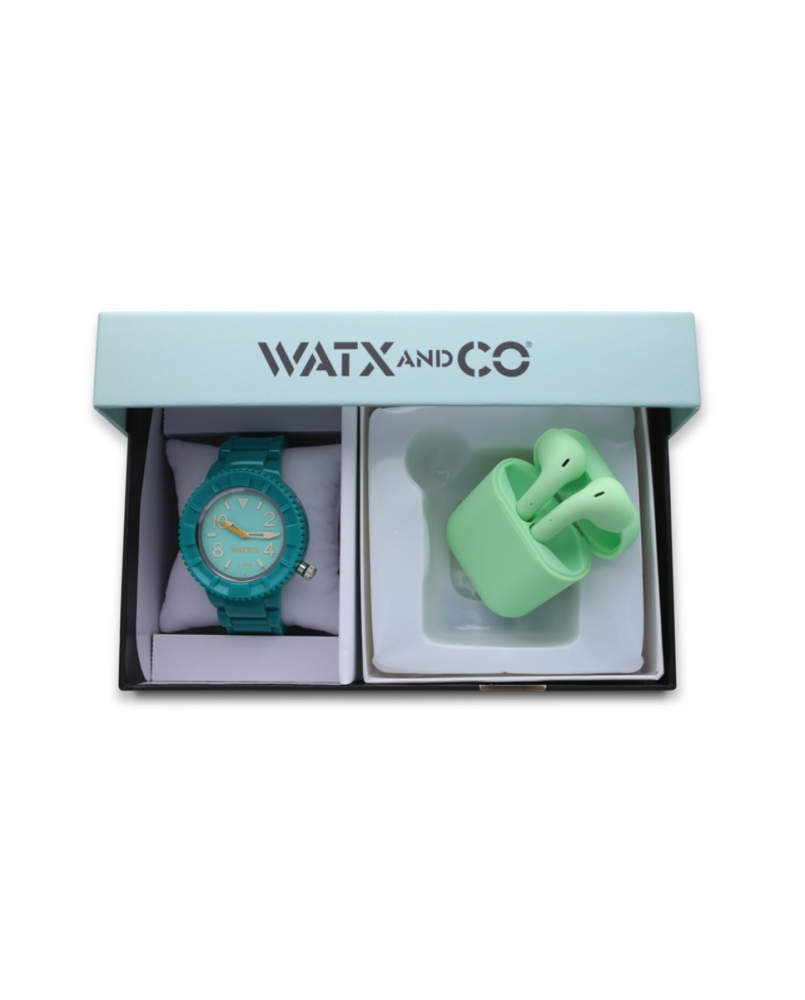 Ceas QUARTZ WATXANDCO WAPACKEAR20_M pentru Femei transparent verde turcoaz