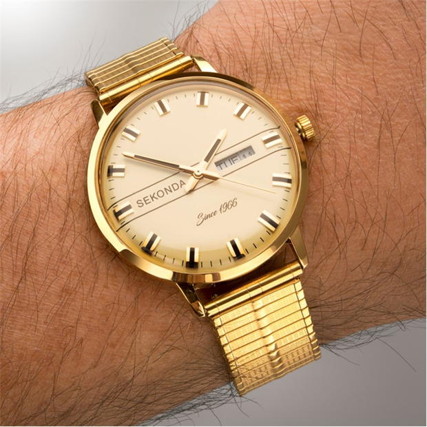 Sekonda 38mm Gold Watch Round Case Cream Dial