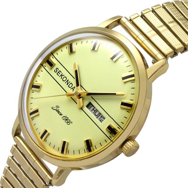 Sekonda 38mm Gold Watch Round Case Cream Dial