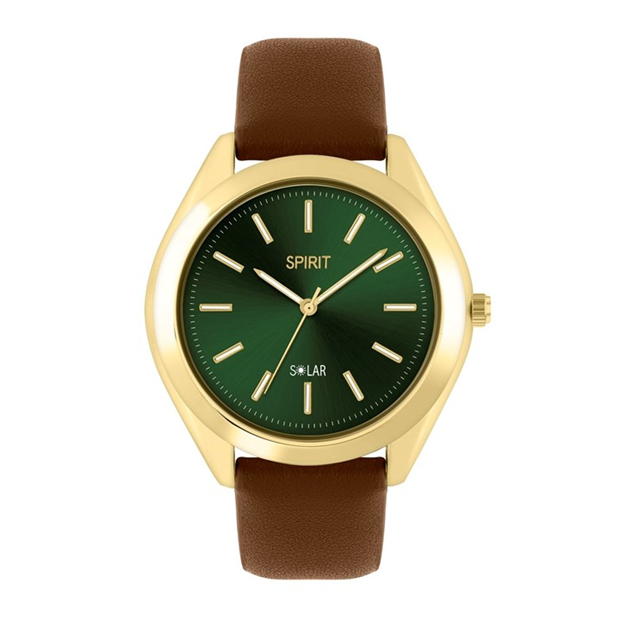 Spirit Spirit Gents Solar Brown Strap Green Dial Watch