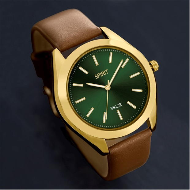 Spirit Spirit Gents Solar Brown Strap Green Dial Watch