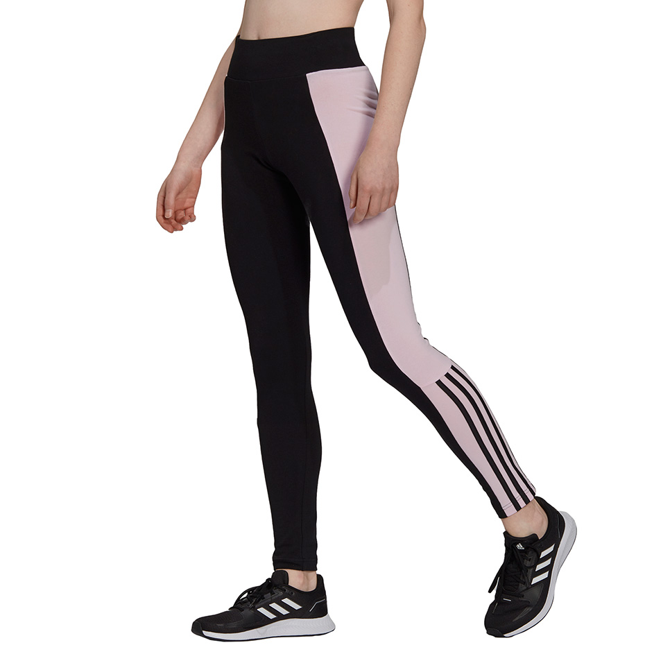 Legginsy damskie adidas Essentials Colorblock czarno-różowe GS6325