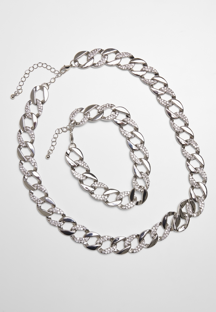 Basic Diamond Necklace And Bracelet Set Urban Classics