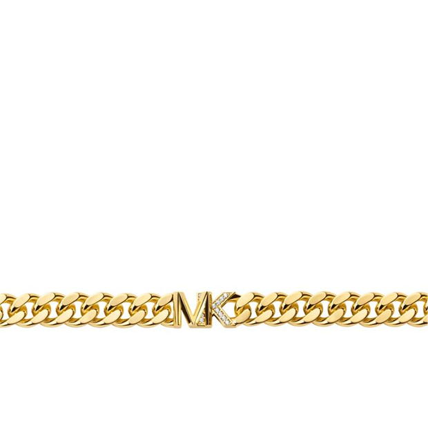 Michael Kors 14K Gold Plated Brass Pave Curb Necklace