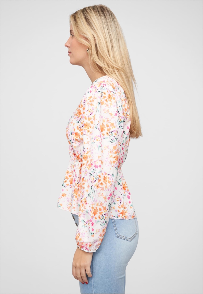 V-Neck Schchenbluse m. Blumen Print in Wickeloptik Cloud5ive