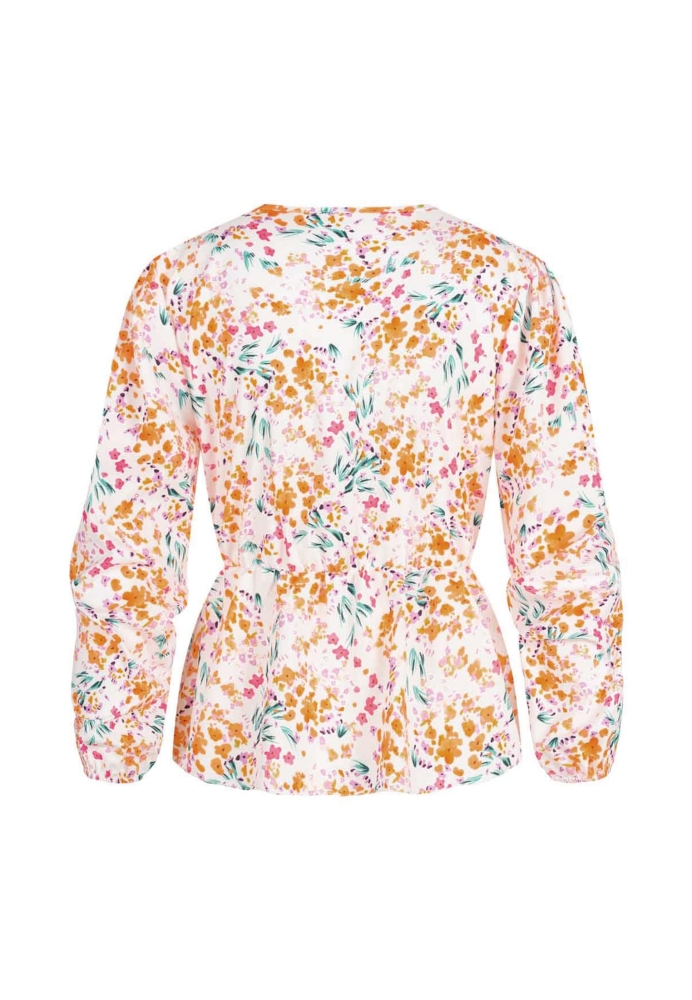 V-Neck Schchenbluse m. Blumen Print in Wickeloptik Cloud5ive