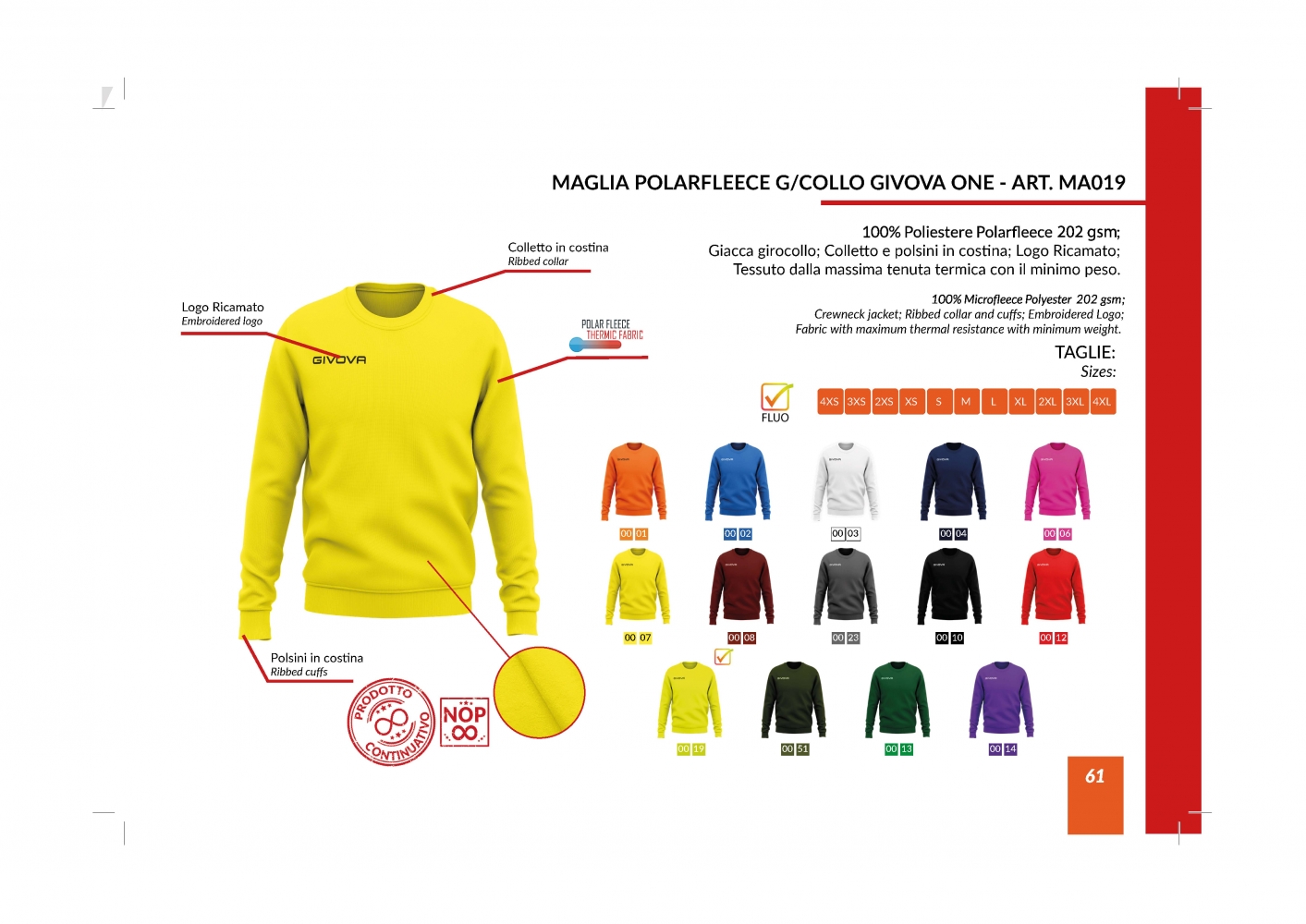 Bluza sport polarfleece G/COLLO GIVOVA ONE