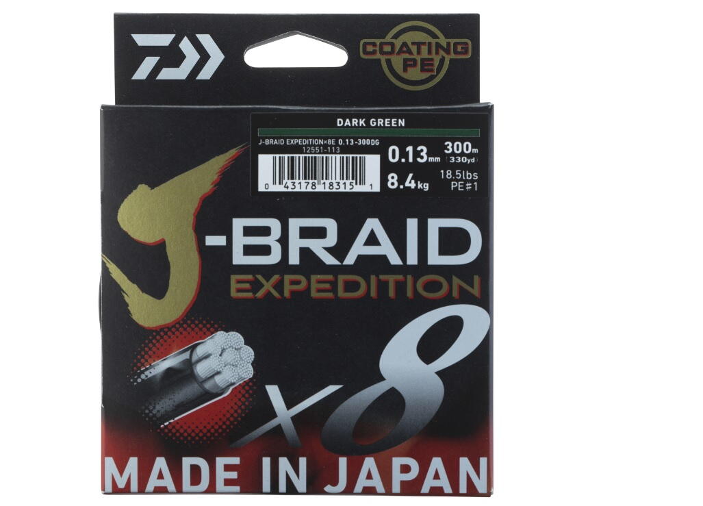 FIR J-BRAID EXPEDITION X8E 022MM 19,5KG 150M VERDE DAIWA