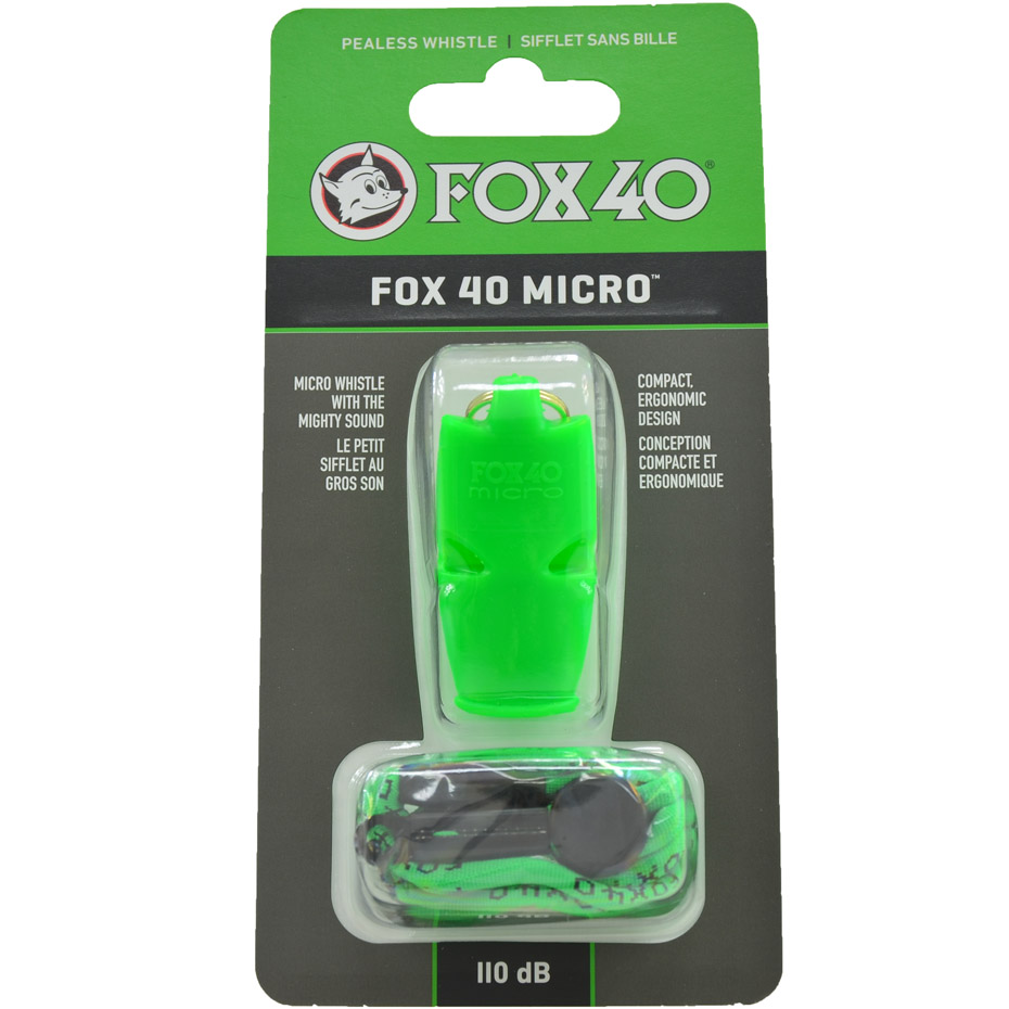 Whistle FOX 40 Micro neon green with string 9513-1408