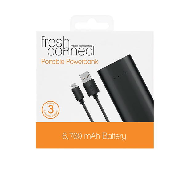 Fresh Connect 6700mA Powerbank Black