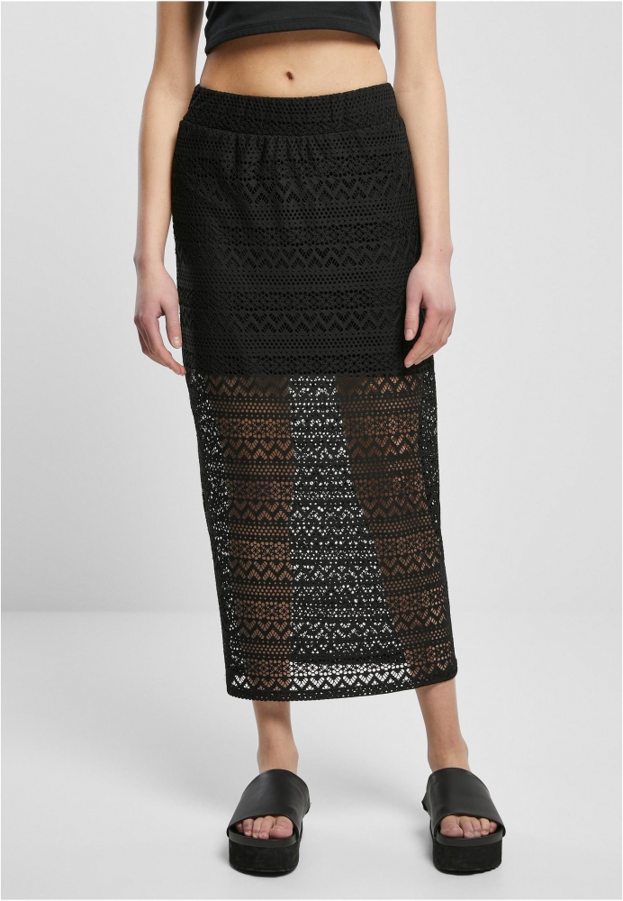 Fusta Stretch Crochet Lace Midi dama Urban Classics