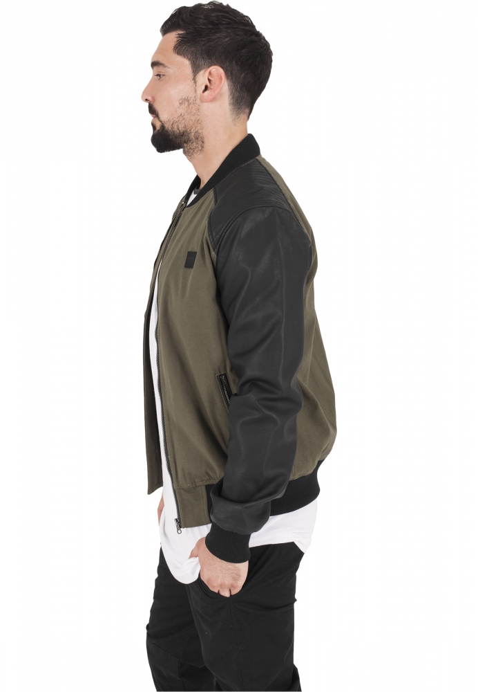 Jacheta Cotton Bomber piele Imitation Sleeve Urban Classics