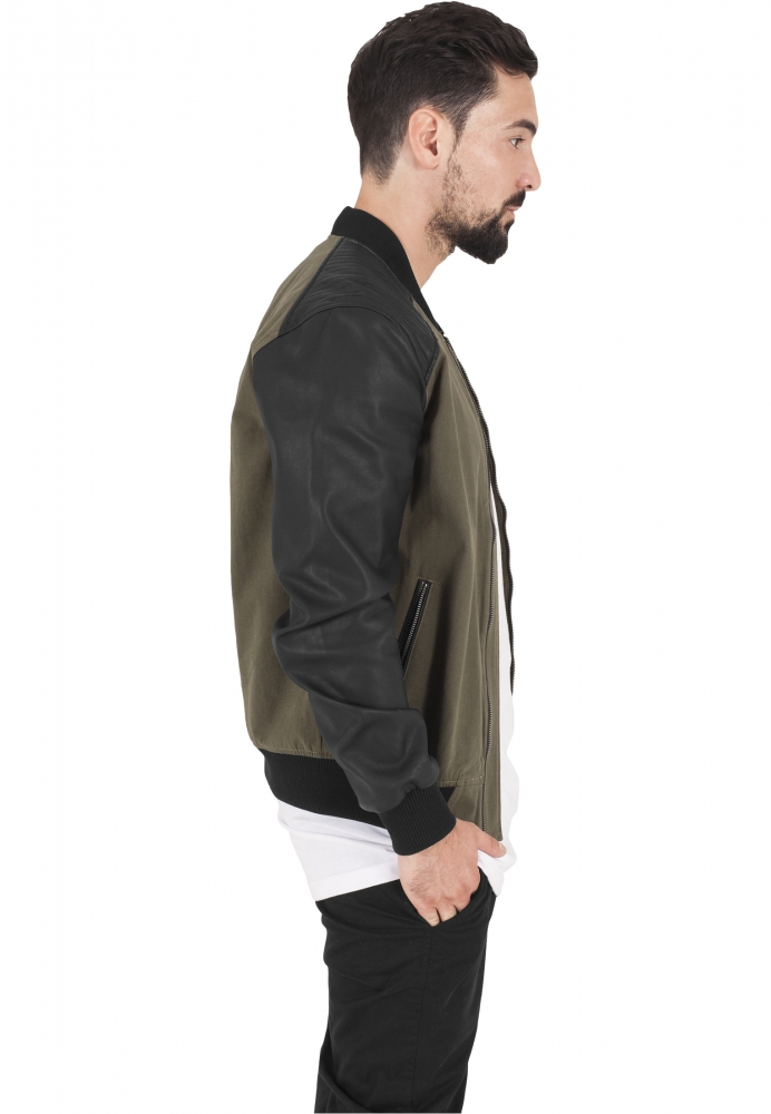 Jacheta Cotton Bomber piele Imitation Sleeve Urban Classics