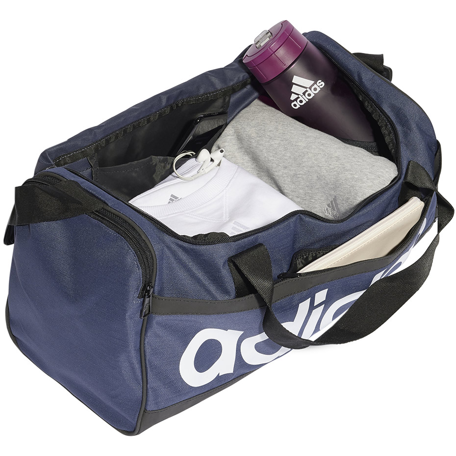 Geanta box adidas Essentials Linear Duffel Small navy blue and white HR5353