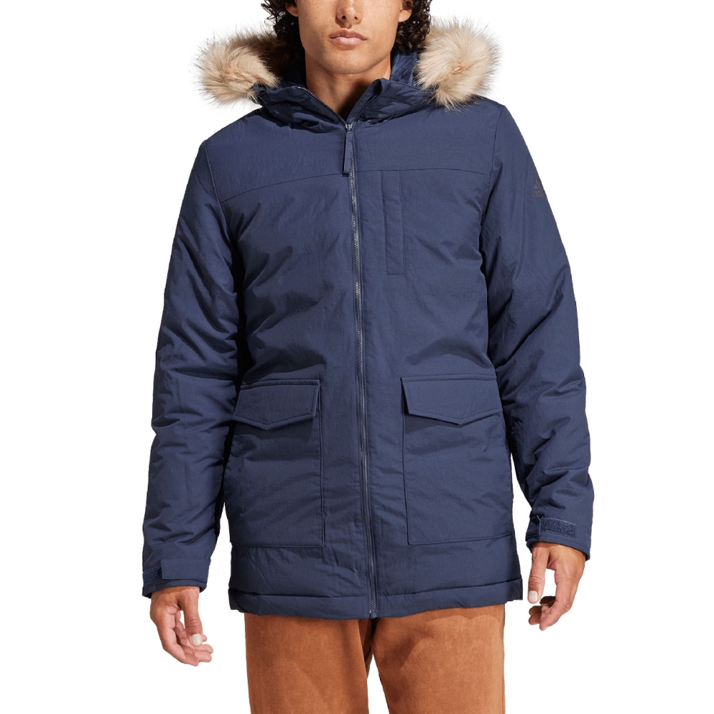 Jacheta adidas Parka Hooded Fur men's navy blue IK0552