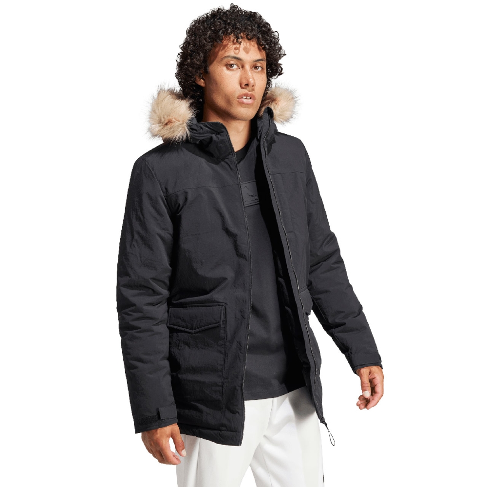 Jacheta adidas Parka Hooded Fur men's black IK0553