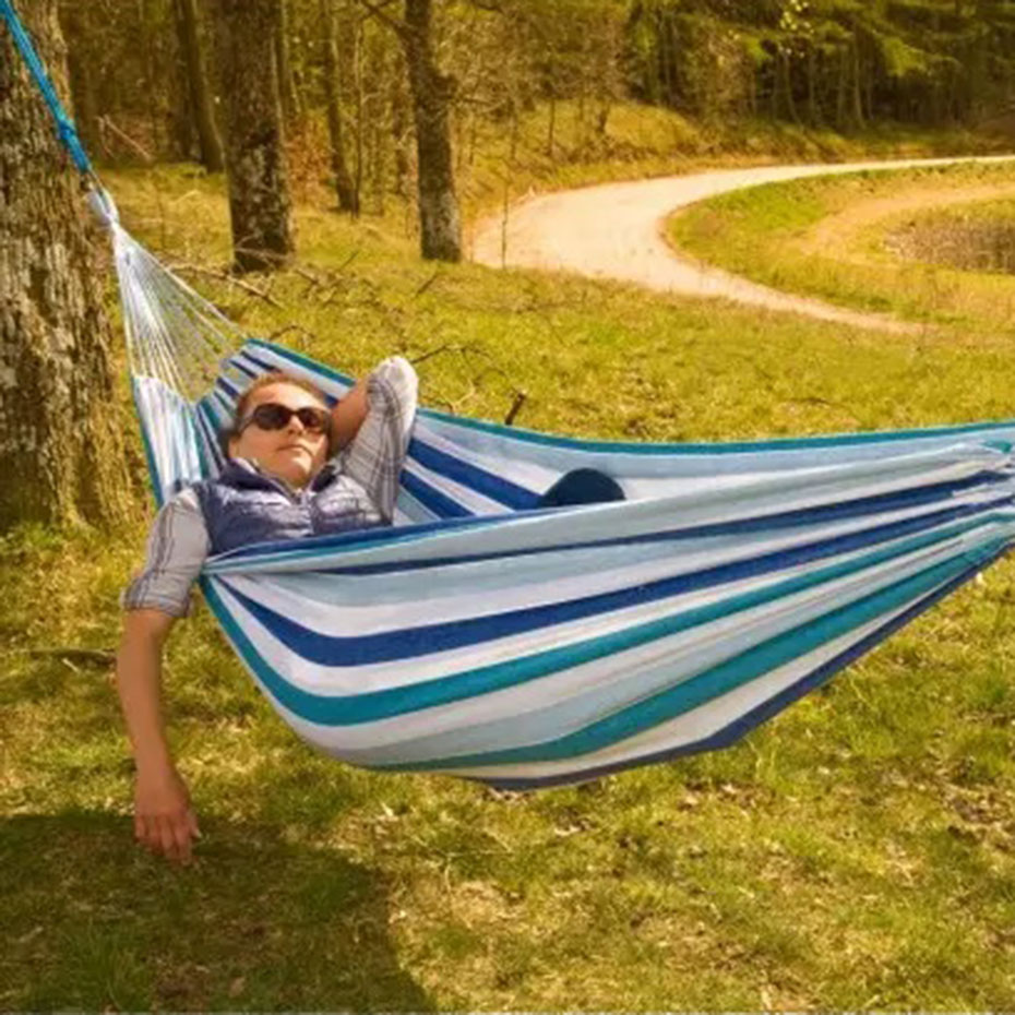 Garden hammock for two people XXL 250x150 cm blue 1021171