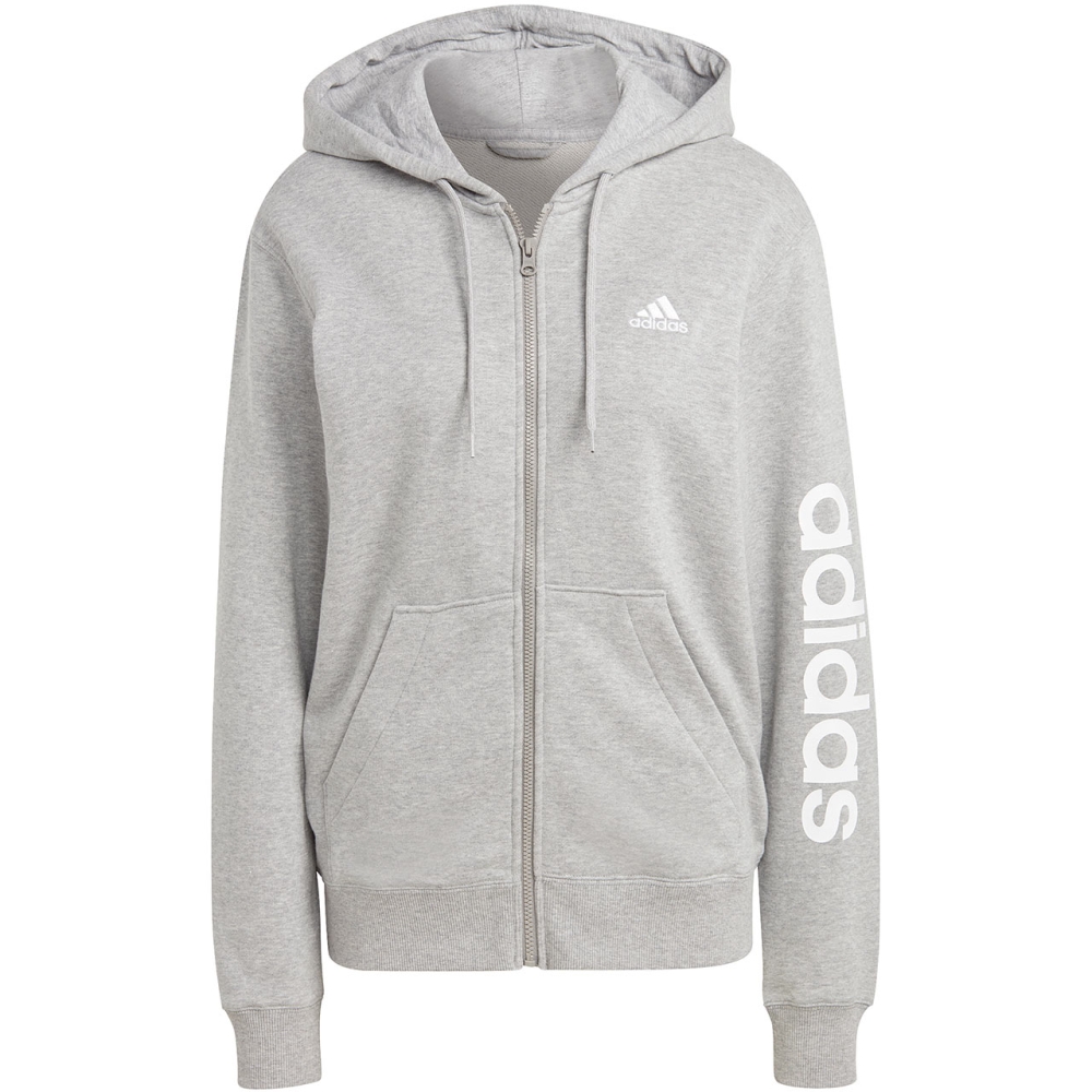 Hanorac adidas Essentials Linear Full-Zip French Terry pentru femei, gri IC6866