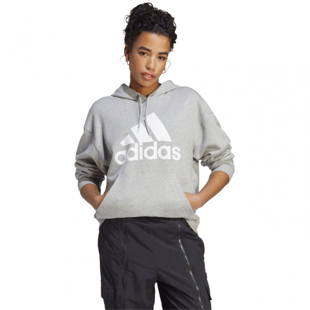 Hanorac Bluza damska adidas Essentials Big Logo Oversized French Terry szara IC9865