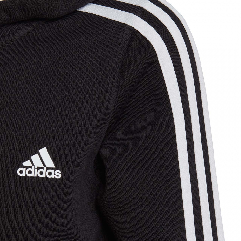 Hanorac Bluza dla dzieci adidas Essentials 3-Stripes Full-Zip czarna IC3634