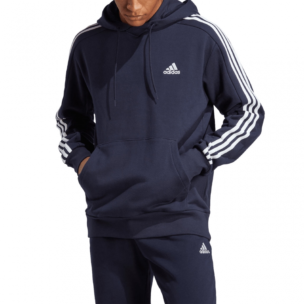 Hanorac Bluza meska adidas Essentials French Terry 3-Stripes granatowa IC0436