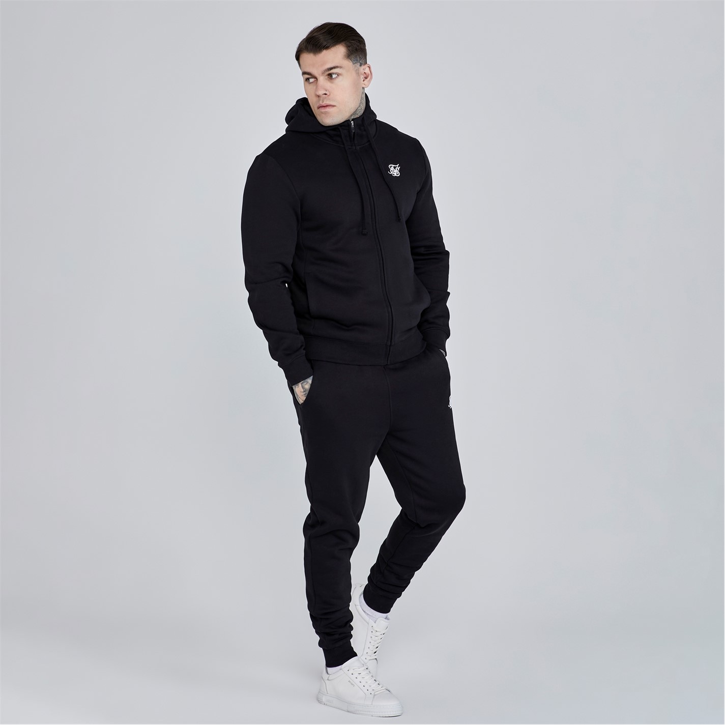 Hanorac SikSilk Essential Zip Through barbat