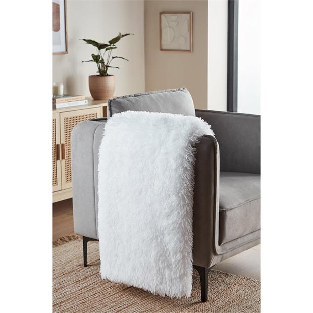 Homelife Fluffy Long Pile Throw with Sherpa Reverse