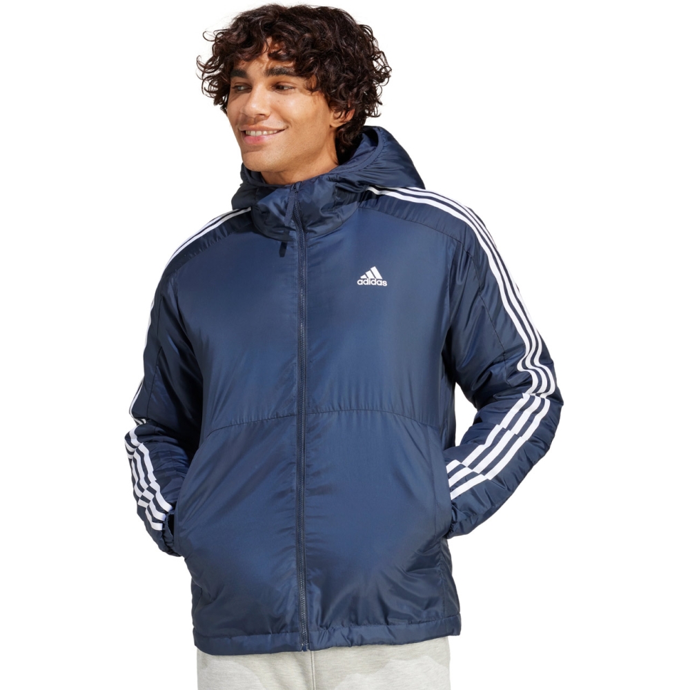 Jacheta Men's adidas Essentials 3-Stripes Insulated Hooded navy blue IS1278