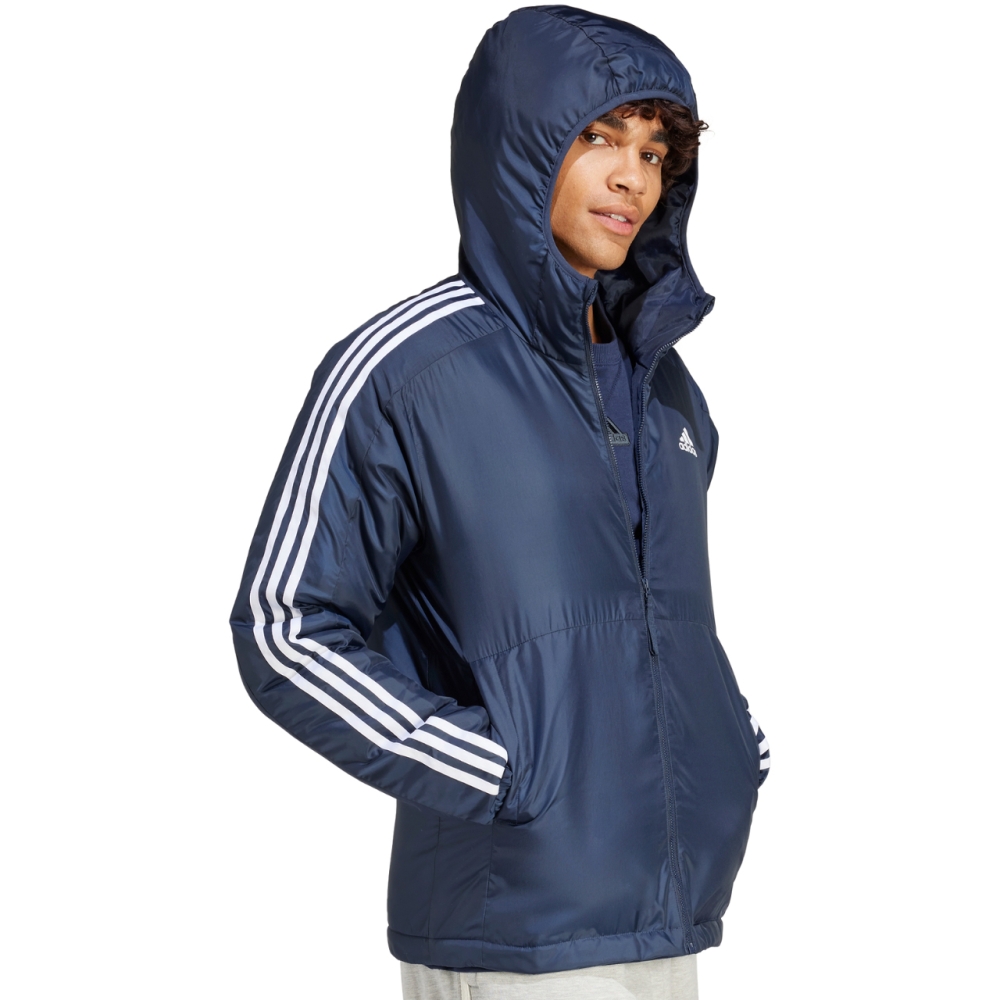 Jacheta Men's adidas Essentials 3-Stripes Insulated Hooded navy blue IS1278