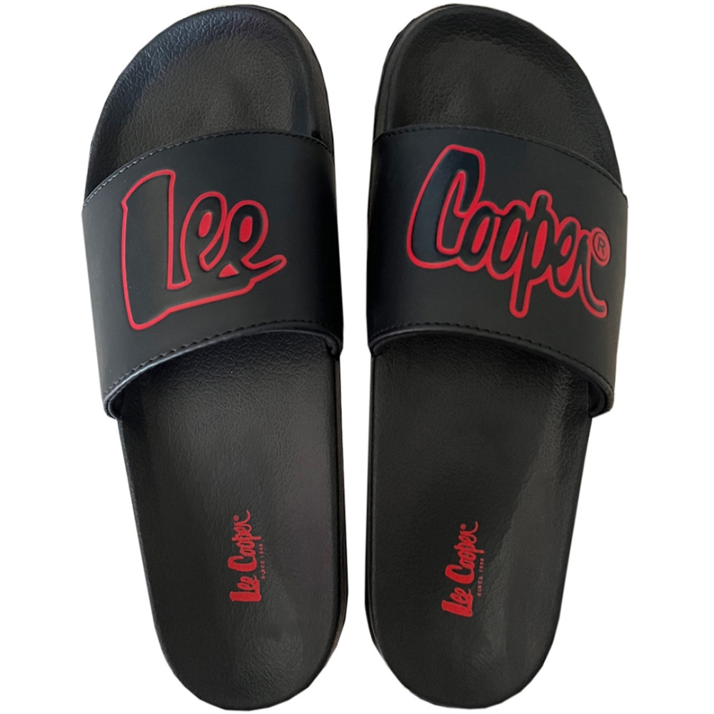 Lee Cooper men's slides, black and red LCW-24-42-2484MC