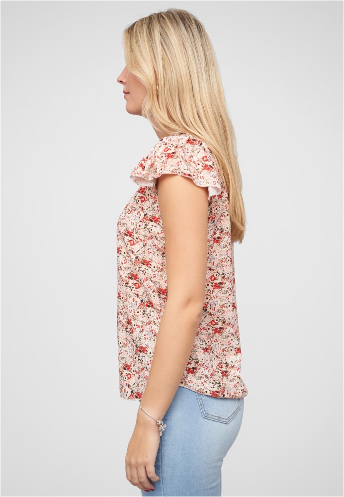 Bluse mit 4er Knopfleiste und Blumen Print Cloud5ive