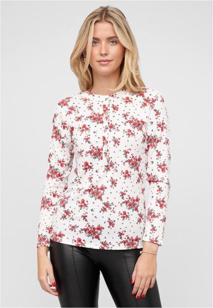 Bluse mit Knopfleiste und Blumen Print Cloud5ive