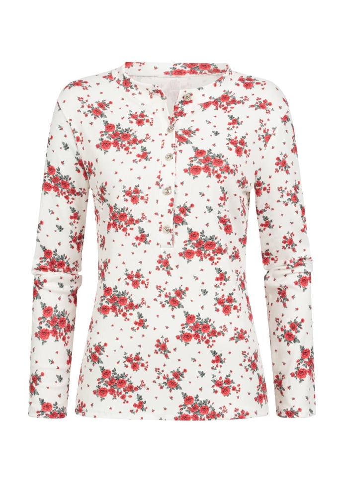 Bluse mit Knopfleiste und Blumen Print Cloud5ive